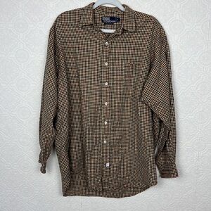 Vintage Polo Ralph Lauren 100% Cotton Plaid Button Up Shirt Casual Warm Fall